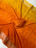 Kesariya Rangrez Crepe Silk Saree